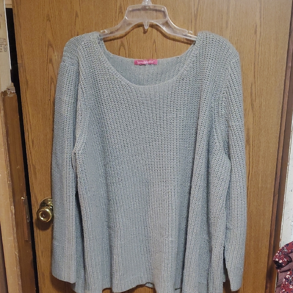 Woman Within Light Gray Scoop Neck Sweater